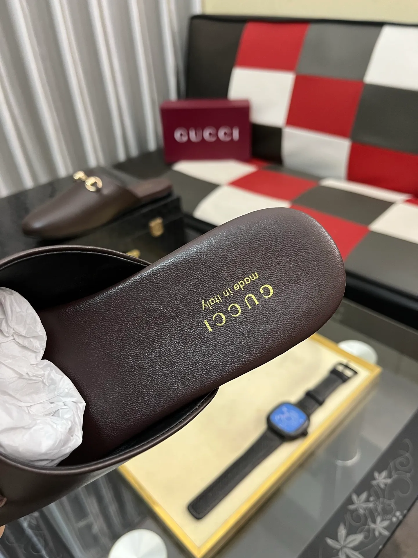 Men's shoes 💰480⌚️⌚️[Gucci] 2024 new season half-slip men's shoes, made of Italian imported first-layer frosted cowhide➕sheepskin lining, original hardware buckle, original combination wear-resistant outsole, real shot 🎬 Very comfortable on the feet, size 36-44